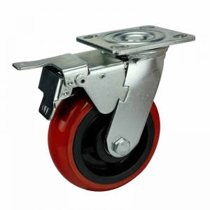 heavy duty pu korea caster wheel with double brakes