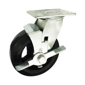 Rubber Caster Wheel With Side Brake