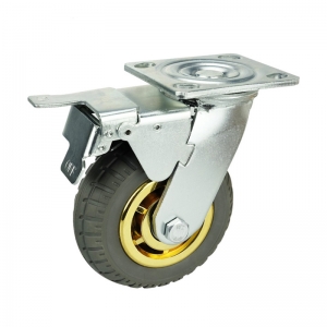 Double Brakes Gray Rubber Casters Wheels