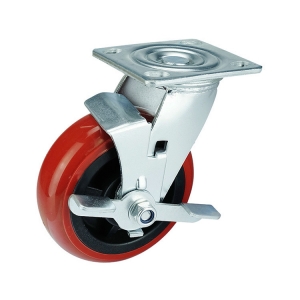 heavy duty pu korea caster wheel with side brake