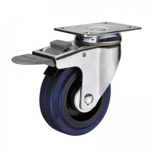 rubber double brakes caster wheel