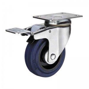 rubber caster wheel with double brakes