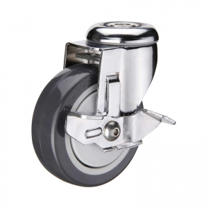 Bolt hole PU caster wheel with side brake
