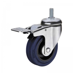 threaded stem caster wheel with double brakes