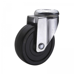 Black hard rubber bolt hole swivel caster wheel