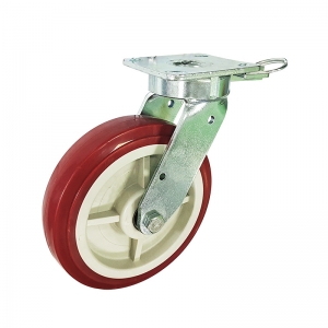 kingpinless PU swivel caster wheel with position lock
