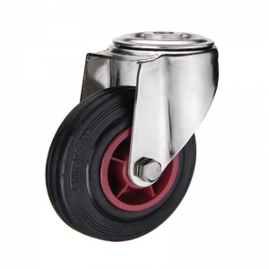 Bolt hole rubber caster wheel