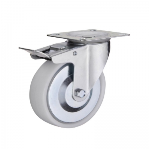 Industrial plastic PP caster wheel with double brakes