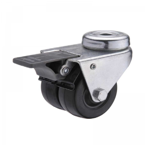 Hard rubber bolt hole twin-wheel caster locks