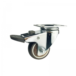 Light duty swivel brown TPR caster wheel with brake