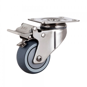 Medium duty stainless caster with total brake