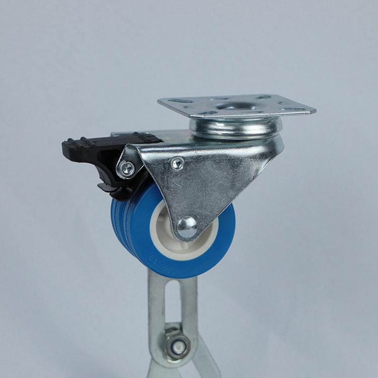 top plate blue pvc swivel twin wheel caster