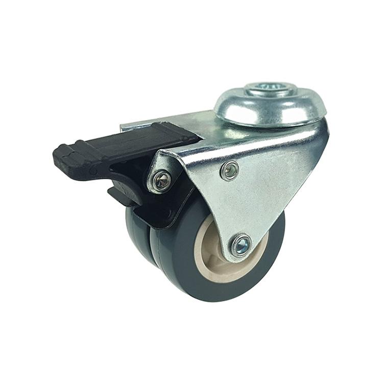 75mm PVC twin-wheel casters without lock