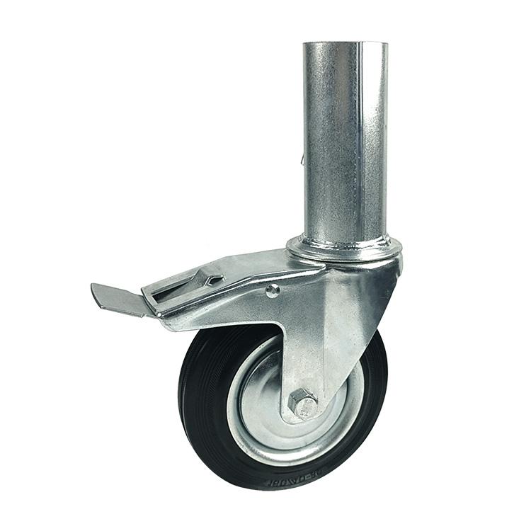 Swivel scaffolding caster with hollow stem