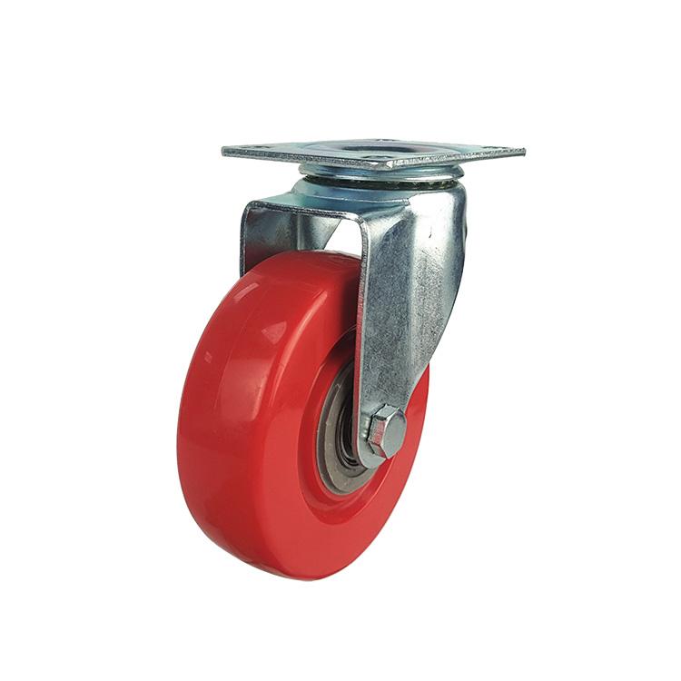 Red PVC threaded stem brake caster wheels
